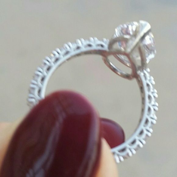 Custom made 14K White Gold 3.5ct pear Engagement Ring sizes 5 6 7 8 9 - Picture 3 of 5